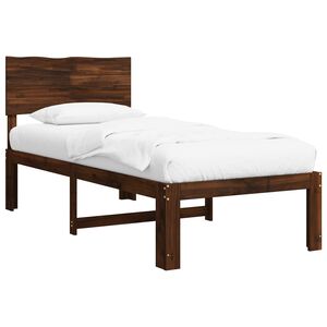 vidaXL Enkelt Senge Ramme med Hodegjerde ROSTOCK M&oslash;rk brun 90 x 190 cm