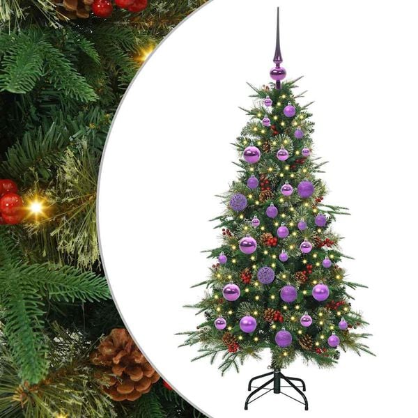 vidaXL Kunstig sammensatt juletre med 150 LED gr&oslash;nn 120 cm PE og PVC