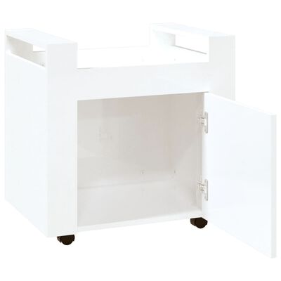 vidaXL Tralle til skrivebord høyglans hvit 60x45x60 cm konstruert tre