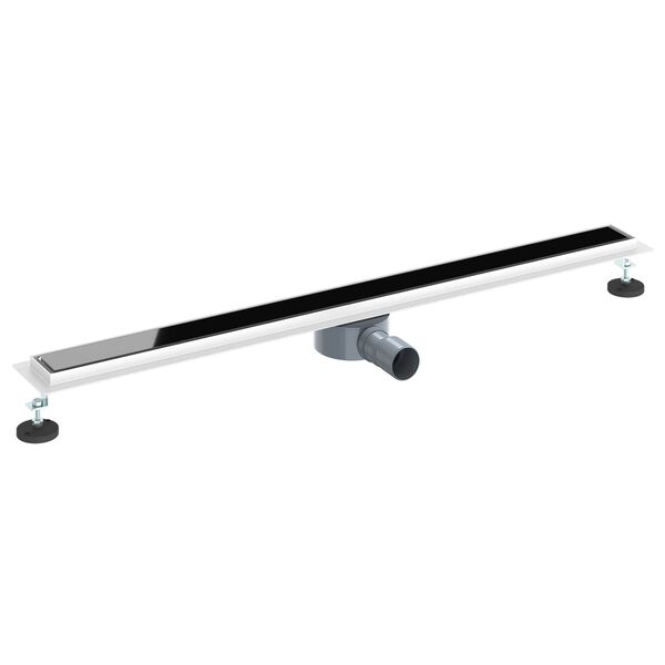 vidaXL Dusjavl&oslash;p Glasslokk med 360&deg; Siphon Svart 100 cm