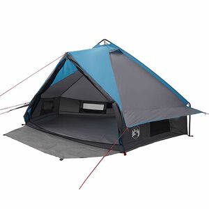 vidaXL Teepee Tent 6-Person med tak Bl&aring; og gr&aring; 431 x 366 x 185 cm