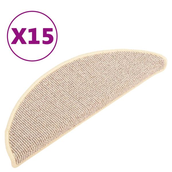 vidaXL Trappematter 15 stk 65x21x4 cm hvite og brune halvrund store