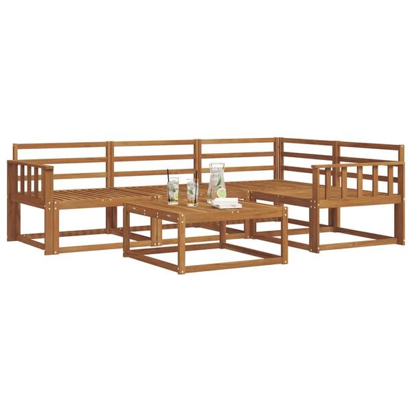 vidaXL Utend&oslash;rs sofa-sett 5 pcs Naturlig Solid akasietre