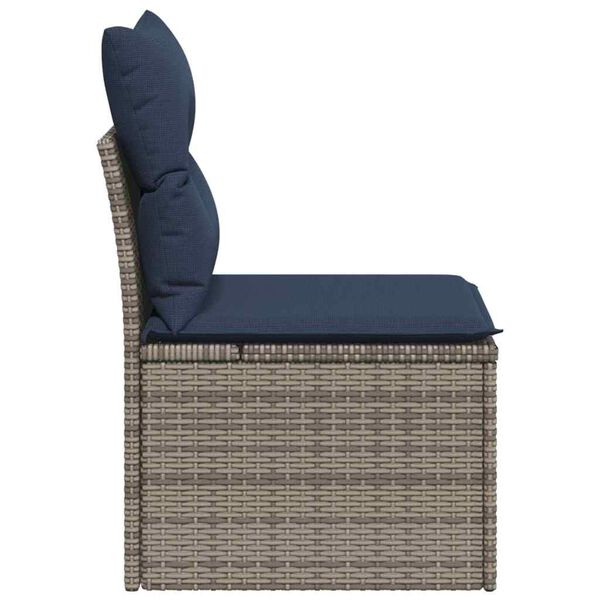 vidaXL Hagemøbelsofa med pute 3 pcs Grå Poly rattan