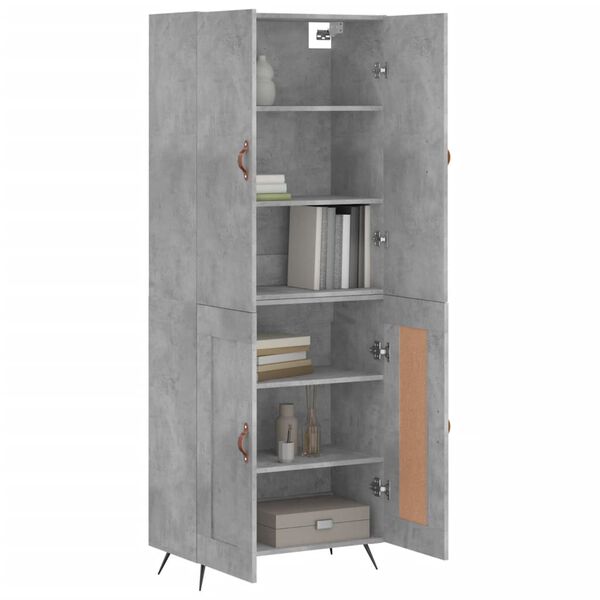 vidaXL Highboard betonggr&aring; 69,5x34x180 cm konstruert tre