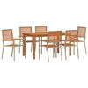 vidaXL Hage Spisegruppe 7 pcs Beige Solid akasietre