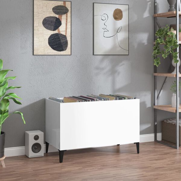 vidaXL Hifi-benk h&oslash;yglans hvit 74,5x38x48 cm konstruert tre