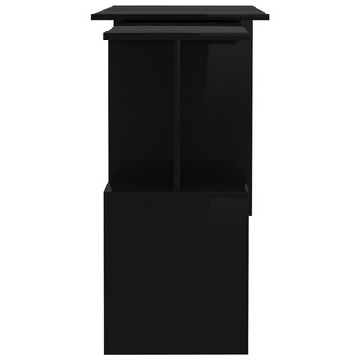 vidaXL Hjørneskrivebord høyglans svart 200x50x76 cm sponplate