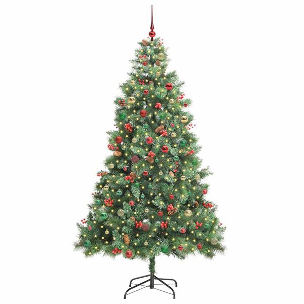vidaXL Kunstig juletre med LED -stripelys gr&oslash;nn 240 cm PVC og metall