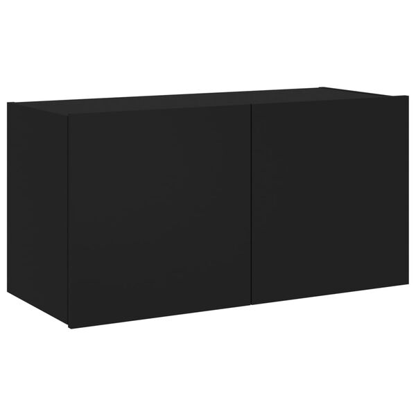 vidaXL Vegghengt TV-benk med LED svart 80x35x41 cm