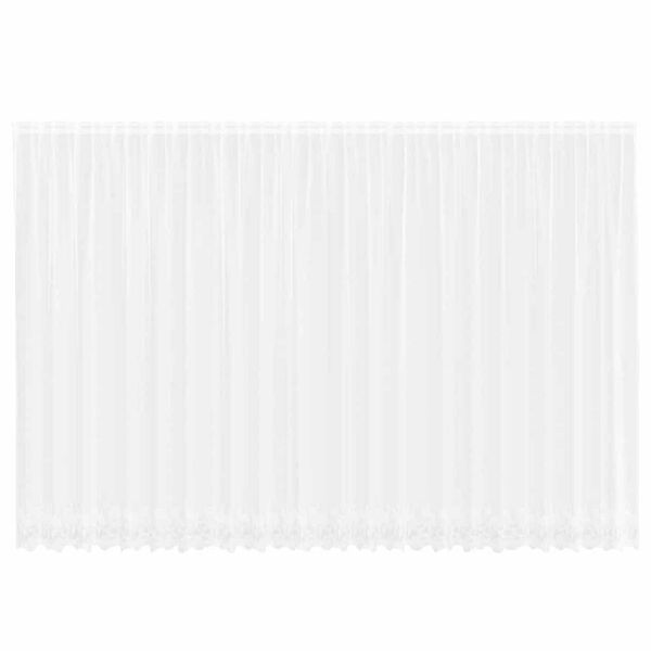 vidaXL Blondegardin med gardiner Blomster Hvit 240 x 600 cm Polyester