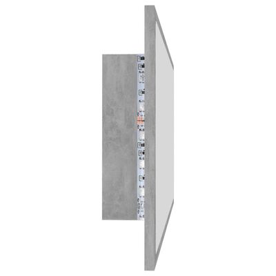 vidaXL LED-badespeil betonggrå 100x8,5x37 cm akryl