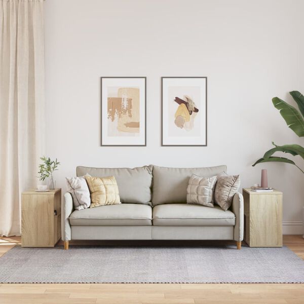 vidaXL Sidebord 2 stk sonoma eik 50x30x50 cm sponplate