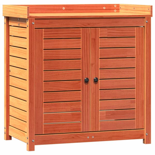 vidaXL Pottebord med hyller brun 82,5x50x86,5 cm heltre furu