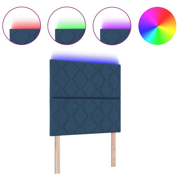 vidaXL Hodegavl med LED -stripelys med hodegjerde Blå 100 cm stoff