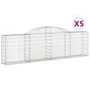 vidaXL Gabionkurver buede 5 stk 300x30x80/100 cm galvanisert jern