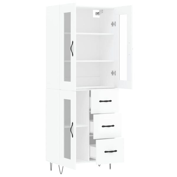 vidaXL Highboard h&oslash;yglans hvit 69,5x34x180 cm konstruert tre