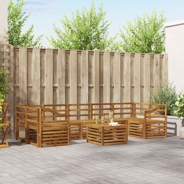 vidaXL Sofasett 8 pcs Naturlig Solid akasietre