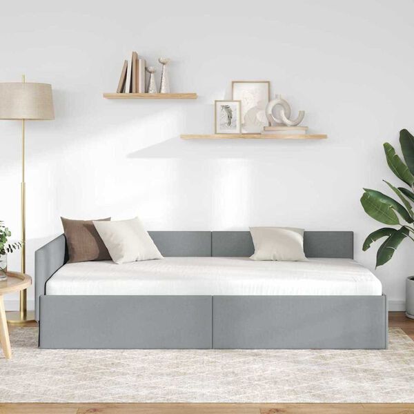 vidaXL Hjørnesengramme med hodegjerde Lysegrå 80 cm x 200 cm Fløyel