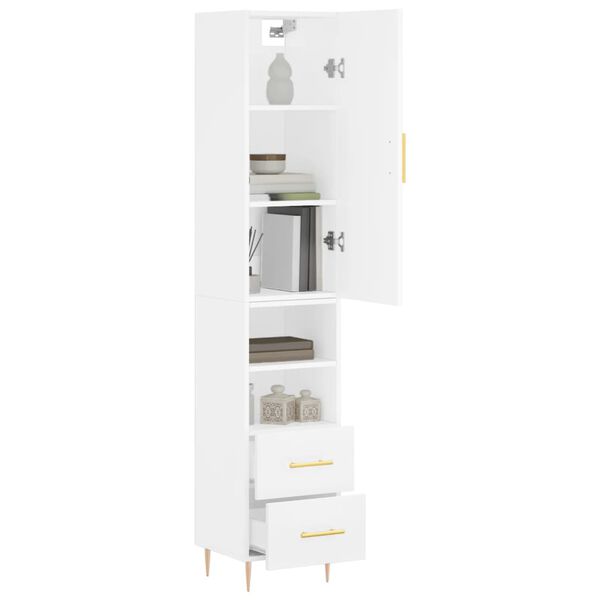 vidaXL Highboard hvit 34,5x34x180 cm konstruert tre