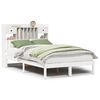 vidaXL Seng med bokhylle uten madrass hvit 135x190 cm heltre furu
