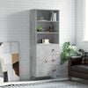 vidaXL Highboard betonggr&aring; 69,5x34x180 cm konstruert tre