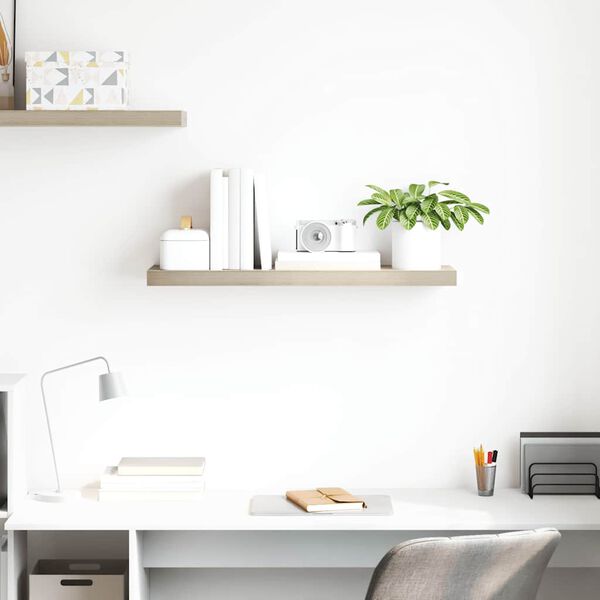 vidaXL Flytende vegghylle eik 80x23,5x3,8 cm MDF