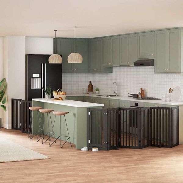 vidaXL Hundeport sammenleggbar 9 paneler svart 450 cm poppeltre