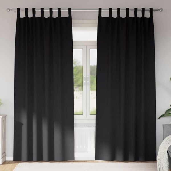 vidaXL M&oslash;rkleggende Gardiner med Ringer 2 pcs Svart 245 x 140 cm