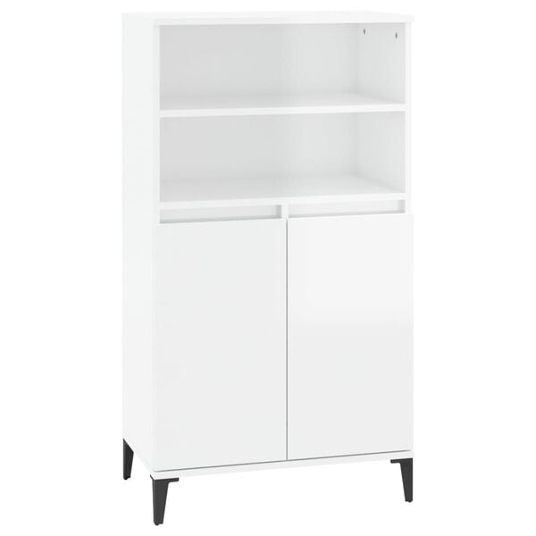 vidaXL Highboard høyglans hvit 60x36x110 cm konstruert tre