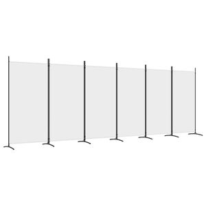 vidaXL Romdeler med 6 paneler hvit 520x180 cm stoff