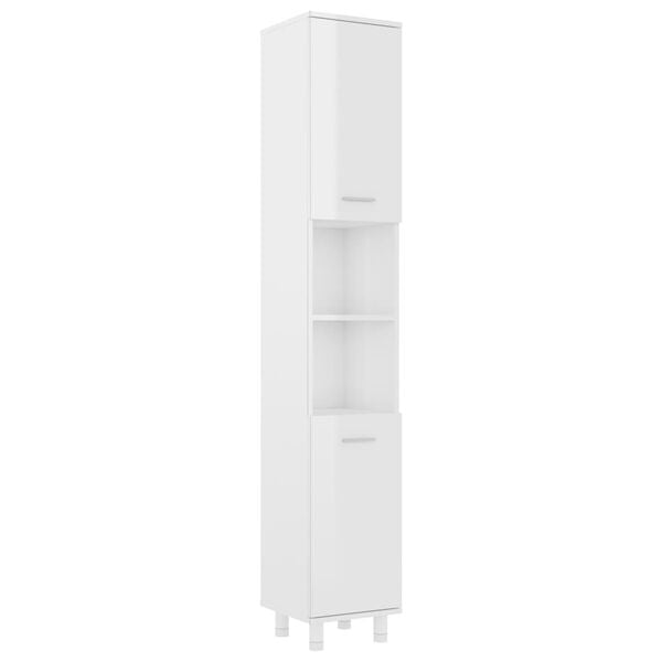 vidaXL Baderomsskap h&oslash;yglans hvit 30x30x179 cm konstruert tre