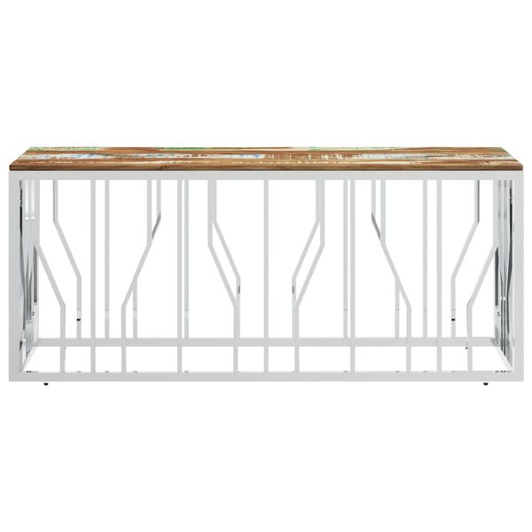 vidaXL Salongbord sølv rustfritt stål og gjenvunnet heltre