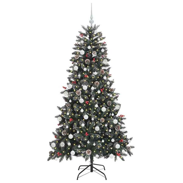 vidaXL Kunstig juletre med 300 LED gr&oslash;nn 180 cm PVC og plast og st&aring;l