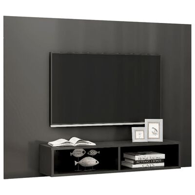 vidaXL Veggmontert TV-benk høyglans grå 135x23,5x90 cm sponplate