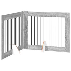 vidaXL Foldbar hundegitter med stativer 2 stk. Gr&aring; Sonoma 200,5 cm