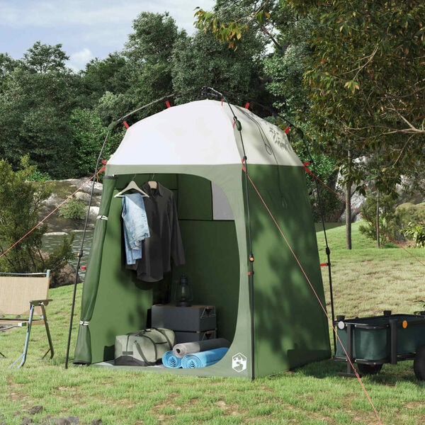 vidaXL Dusjtelt med lagring gr&oslash;nn 160 x 160 x 227 cm St&aring;l