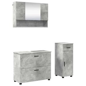 vidaXL Baderomsinnredningssett 3 stk. Betonggr&aring; 76,5 x 35 x 64 cm