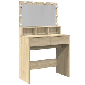 vidaXL Sminkebord med LED sonoma eik 80x41x134,5 cm