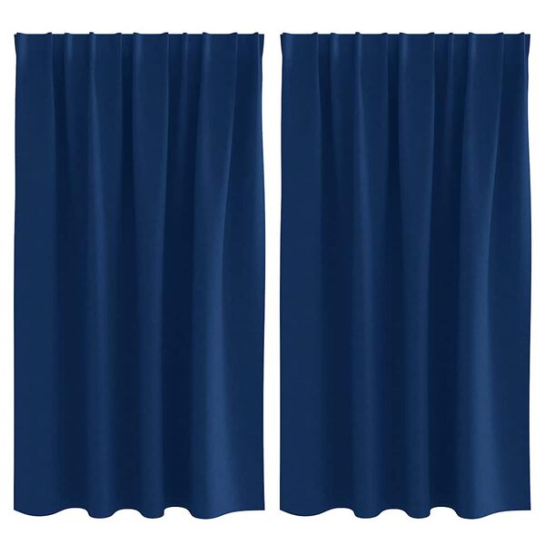 vidaXL M&oslash;rkleggende Gardiner med Ringer 2 pcs M&oslash;rkebl&aring; 140 x 140 cm
