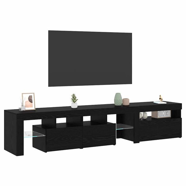 vidaXL TV-skap 2 pcs Svart Eik 200 x 36,5 x 40 cm Konstruert tre