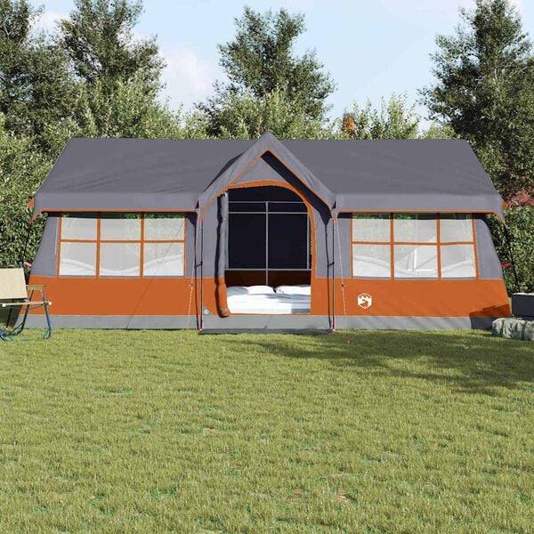 vidaXL Familietelt Gr&aring; og Oransje 622 x 295 x 238 cm Polyester og st&aring;l