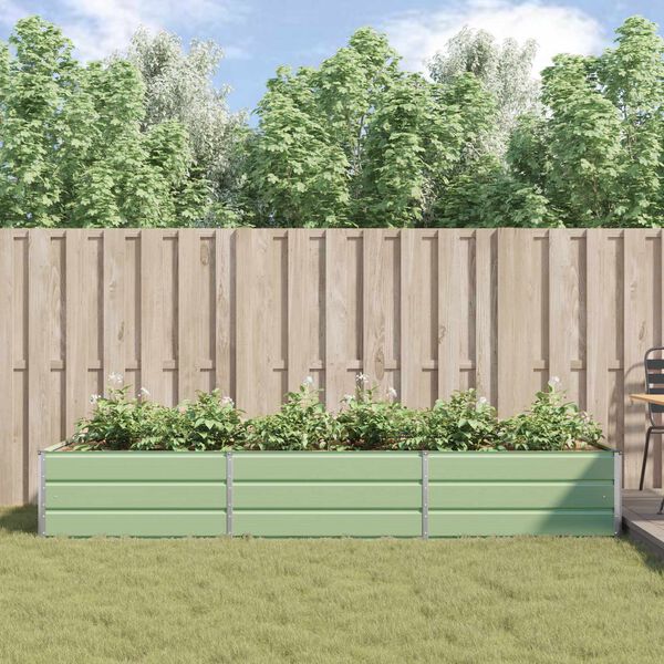 vidaXL Plantekassed Pastellgr&oslash;nn 195 x 100 x 45 cm Galvanisert St&aring;l