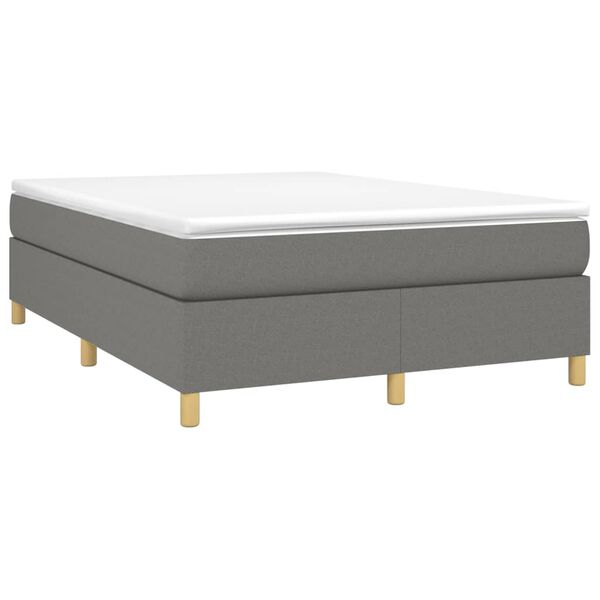 vidaXL Boxspring-sengeramme m&oslash;rkegr&aring; 135x190 cm Double stoff