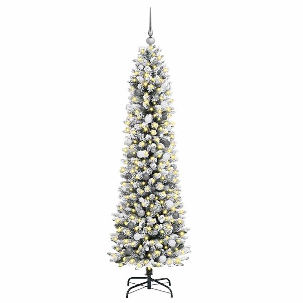 vidaXL Kunstig juletre med 300 LED Hvit 210 cm PVC og Metall og Plast