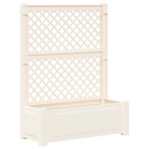 vidaXL Stor plantekasse med espalier Hvit 99,5 x 43 x 133,5 cm PP