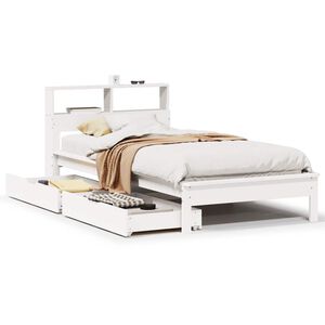 vidaXL Seng med bokhylle uten madrass hvit 75x190 cm heltre furu