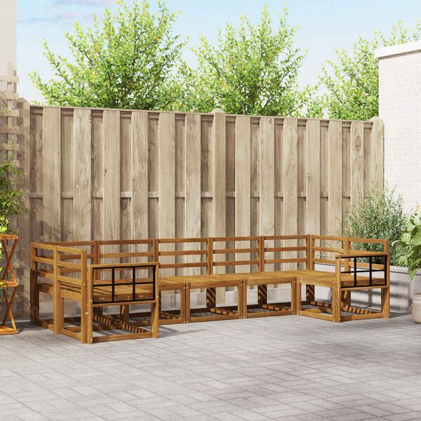 vidaXL Utend&oslash;rs sofa-sett 7 pcs Naturlig Solid akasietre