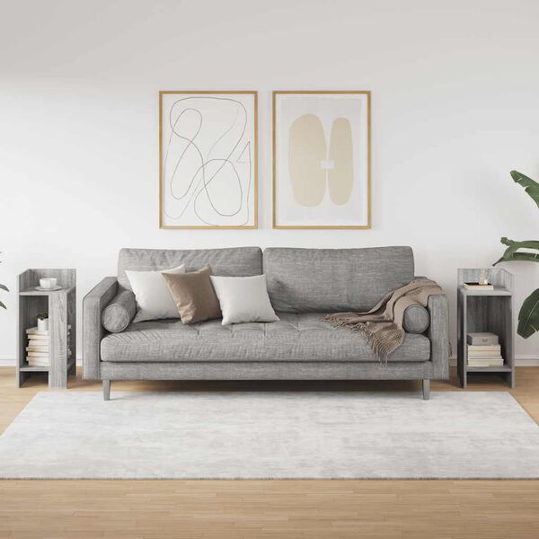 vidaXL Sidebord 2 stk med hylle gr&aring; sonoma 25,5x27x60 cm