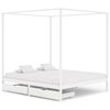 vidaXL Himmelsengeramme med 2 skuffer hvit heltre furu 160x200 cm
